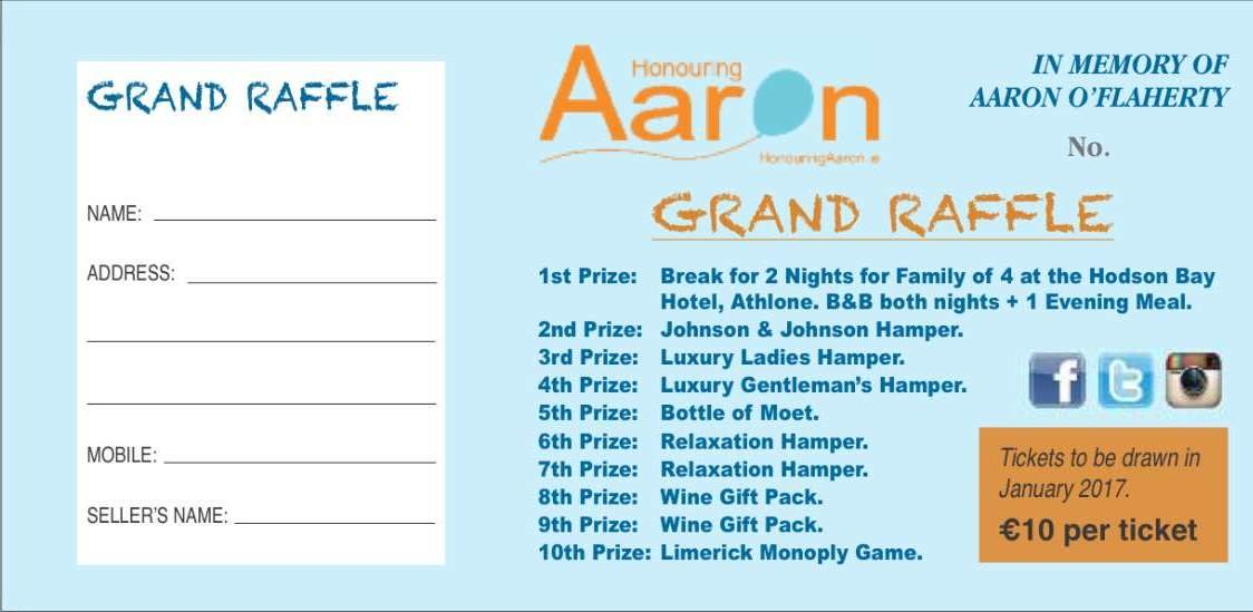 Honouring Aaron Grand Raffle 2016