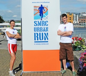Two -time world champion Olympic rower Sam Lynch and world champion rower Sinead Jennings at the launch of St Michael’s Rowing Club Urban Run fundraiser which takes place September 29. Picture: Carl Hickey