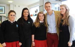 Richard with Olivia Bennett, SPHE Co- ordinator Croidhe Ni Ghloinn,Rebecca Waters and Laura Goggins. Picture: Noel Salisid