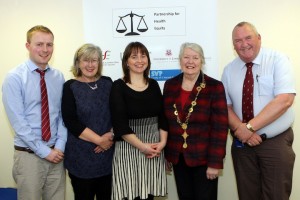 Partnership for Health Equity (PHE) team, l-r: Dr Patrick O’Donnell, UL Graduate Entry Medical School; Diane Nurse, HSE Social Inclusion; Prof Anne MacFarlane, UL Graduate Entry Medical School; Councillor Kathleen Leddin, Mayor of Limerick and Tony Quilty, HSE Social Inclusion. Photo courtesy of Dave Gaynor