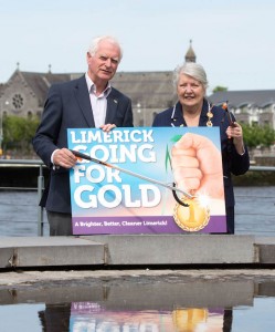 Gery Boland and The Mayor Kathleen Leddin at Limerick City Hall today for the launch of the Limerick Going For Gold 2014 campaign. Picture: Sean Curtin Photography