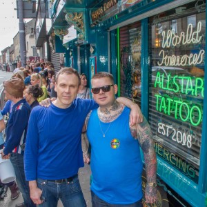 Richard pictured with Lola Nagle's dad Ross Nagle, the owner of Allstar Ink Tattoo Parlour. Picture: Jonathan Baynes