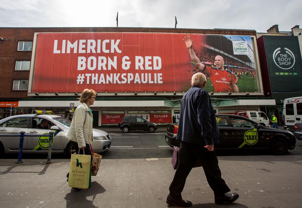 Limerick council erected a giant poster for Paul O Connell overnight