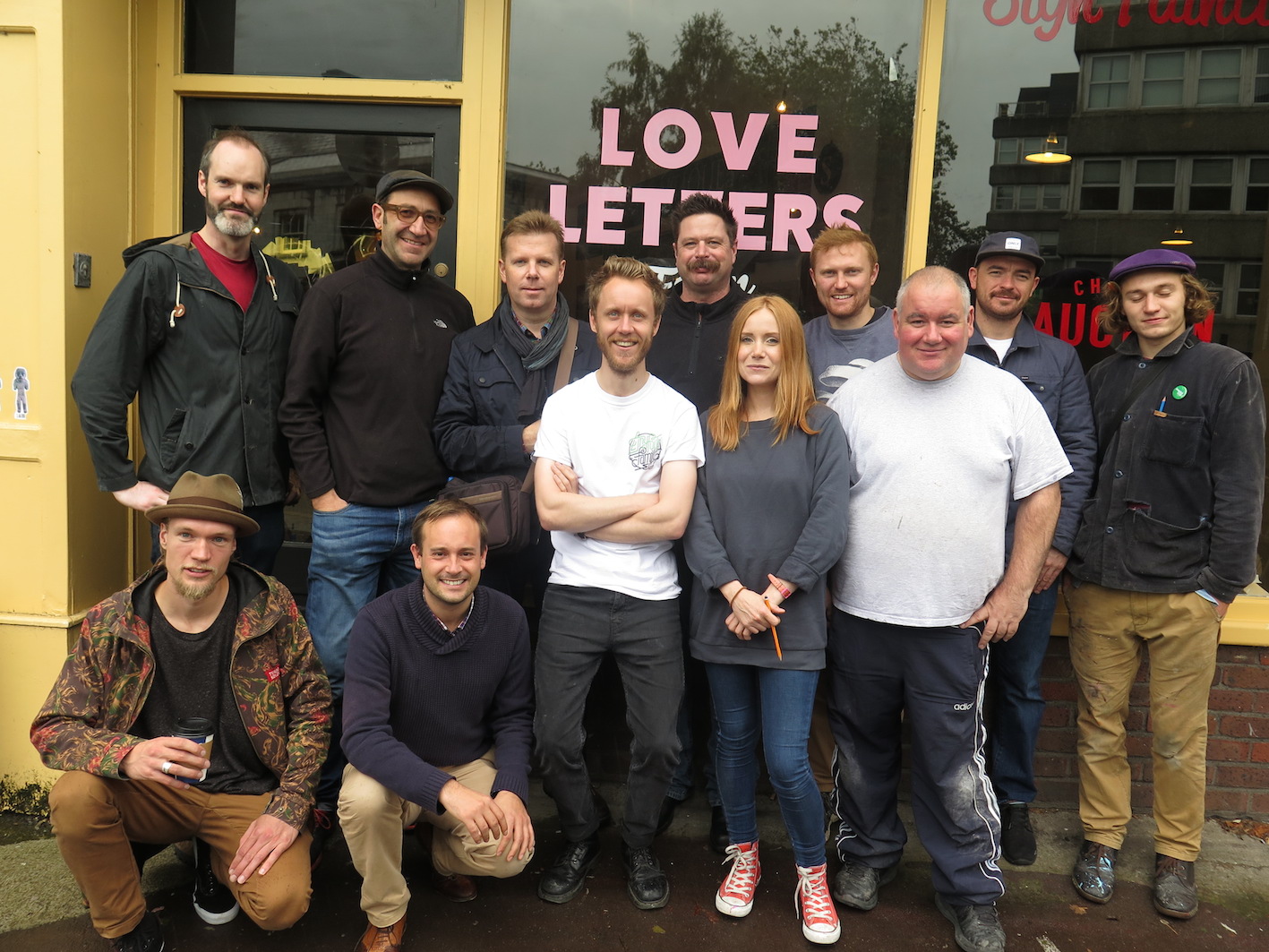 Artists and spectators gathers outside the Fab Lab as part of The 061 exhibition "Love Letters from Limerick."