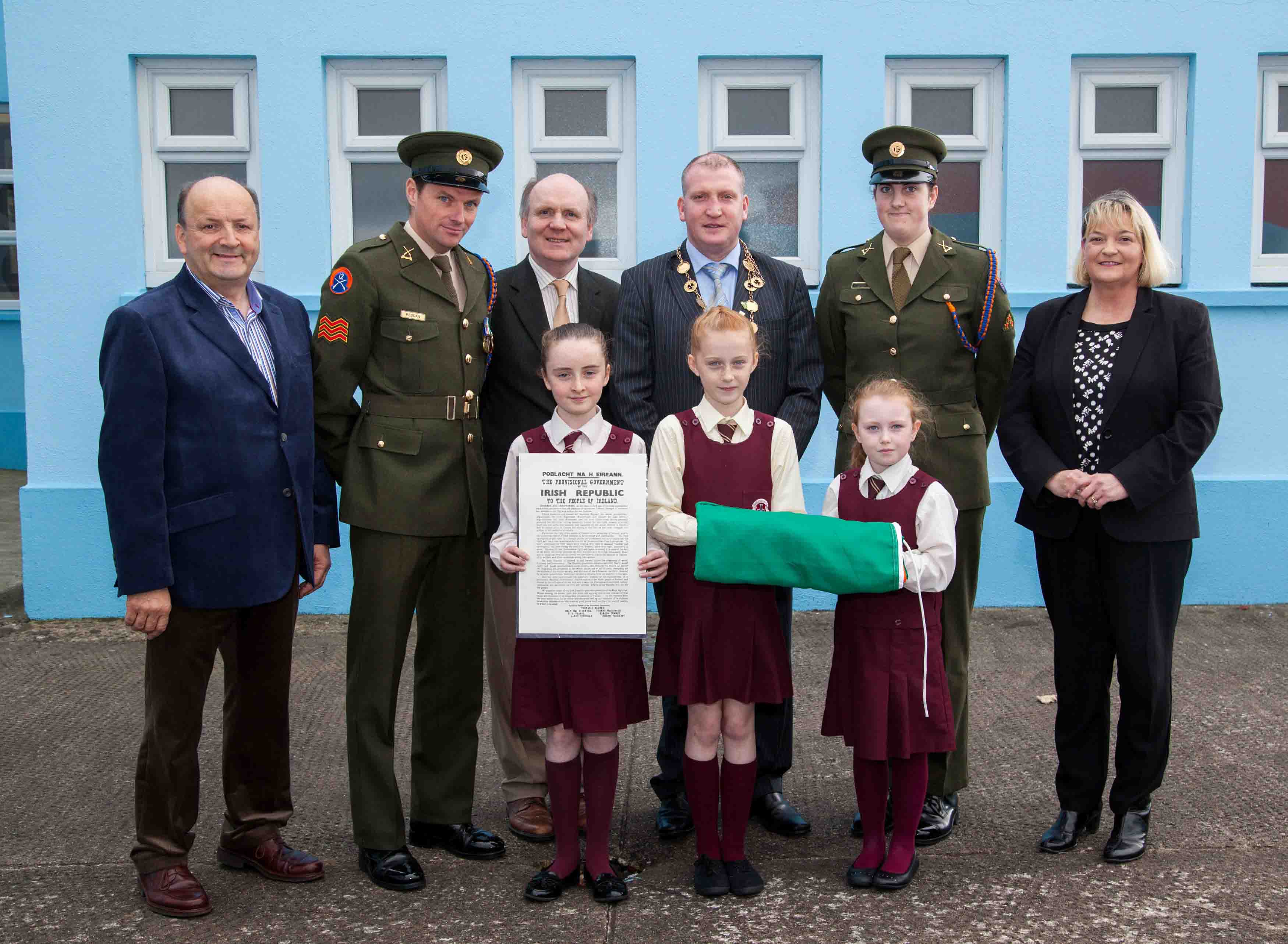 Defence Forces presented a handmade tricolour to Limerick schools