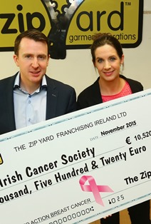 The Zip Yard Paint it Pink fundraiser hands over €10,000 to The Irish Cancer Society