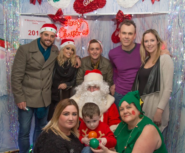 Pictured above Keith Duffy with Santa and panto co stars Leanne Moore, George McMahon and Richard, Dr. Jenny McMahon, Marie Galligan Stokes and her son Adam and Linda Ledger, Manager St.Munchins Community Centre. Picture: Jonathan Baynes/ilovelimerick.