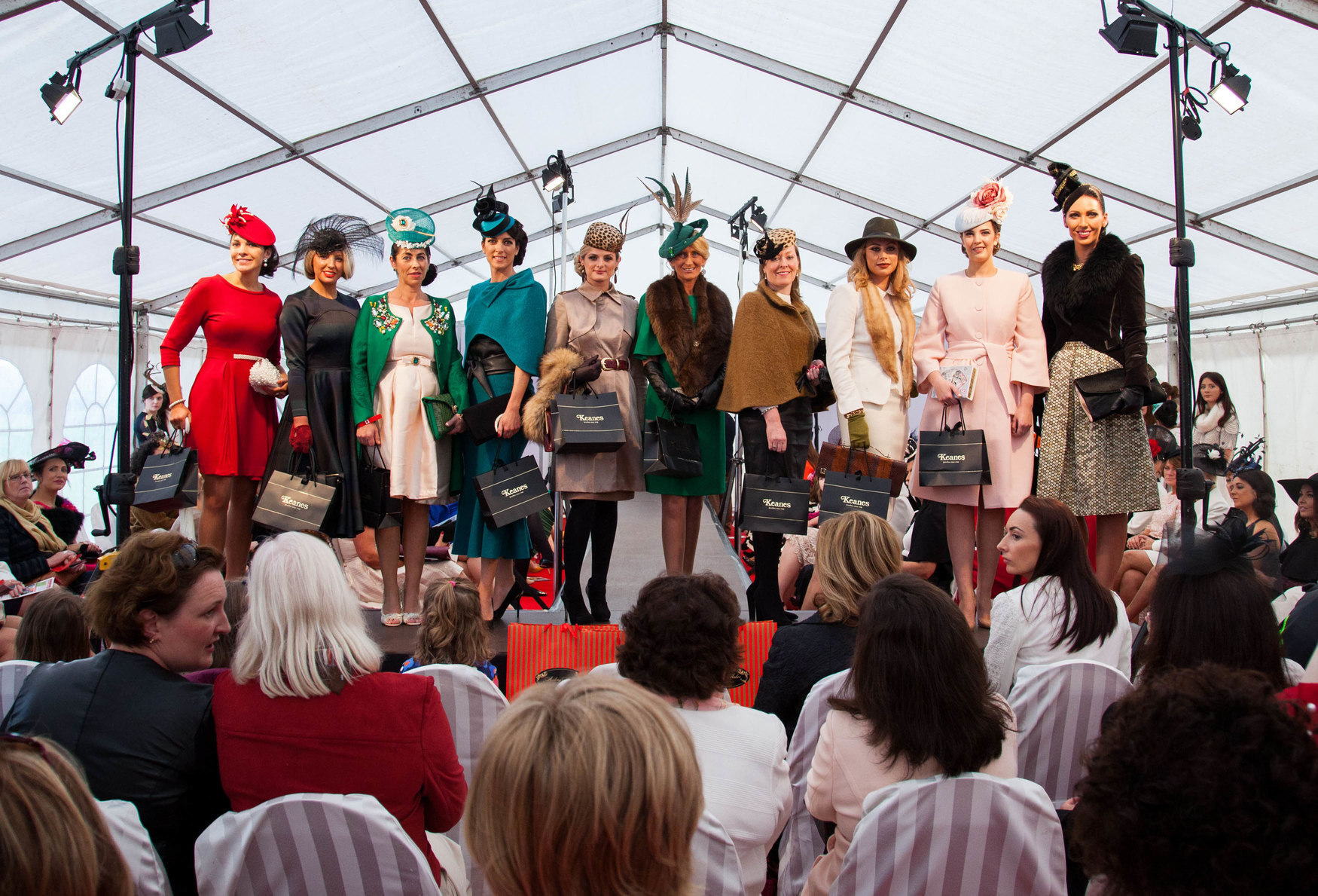 Pictured L-R Antoinette O’Connell, Niamh McNamara, Grace Flynn, Lisa Mc Gowan (1st place) Linda Morrison, Breda Butler, Angela Shire (2nd Place), Rachelle Guiry, Alex Butler (3rd place), Suzanne O’Brien pictured at Ladies Day 2015 Picture: Alan Place/Fusionshooters.