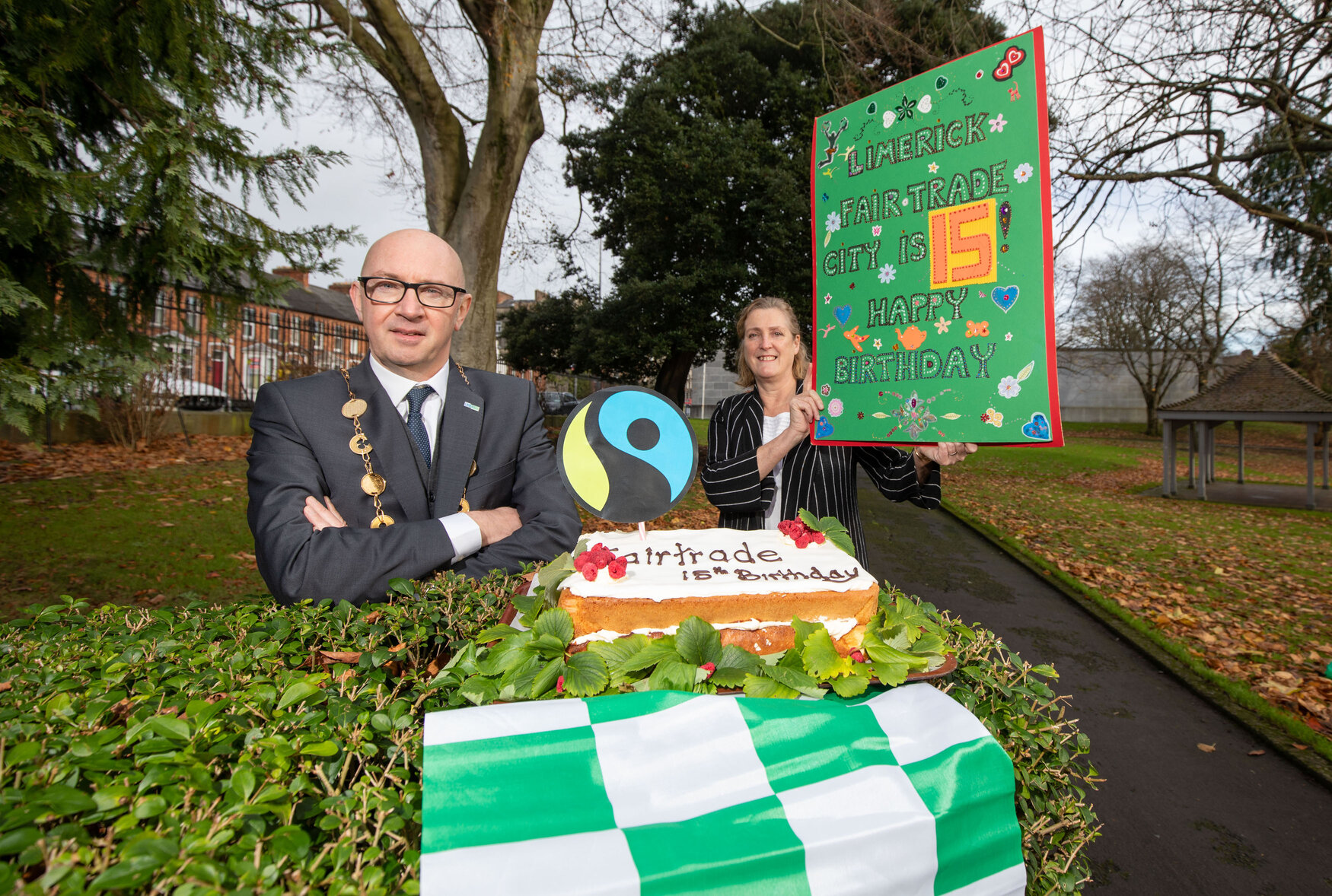 Mayor Michael Collins and Helen O'Donnell celebrating Fairtrade Limerick's 15th Birthday last November. Picture: Alan Place