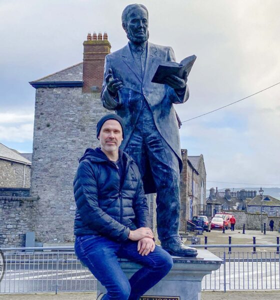Bard of Thomond - Richard Lynch, I Love Limerick pictured with the Michael Hogan, Bard of Thomond statue outside King John’s Castle. Picture: ilovelimerick