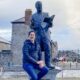 Bard of Thomond - Richard Lynch, I Love Limerick pictured with the Michael Hogan, Bard of Thomond statue outside King John’s Castle. Picture: ilovelimerick