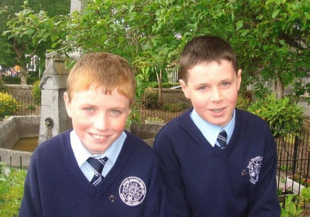 Paraic pictured with his best friend Cathal in primary school who sadly passed away to Cystic Fibrosis
