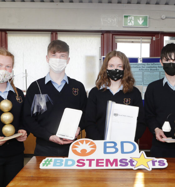 BD Stem Stars awards - from Scoil Pól, Kilfinane, Co. Limerick all transition year students Leah O'Brien, Chris Costigan, Aisling Daly and Pádraig Brazil Carroll pictured above. The students project is named “Investigating the influence of Lux variation for combating Seasonal Affective Disorder.” Picture: Liam Burke/Press 22.