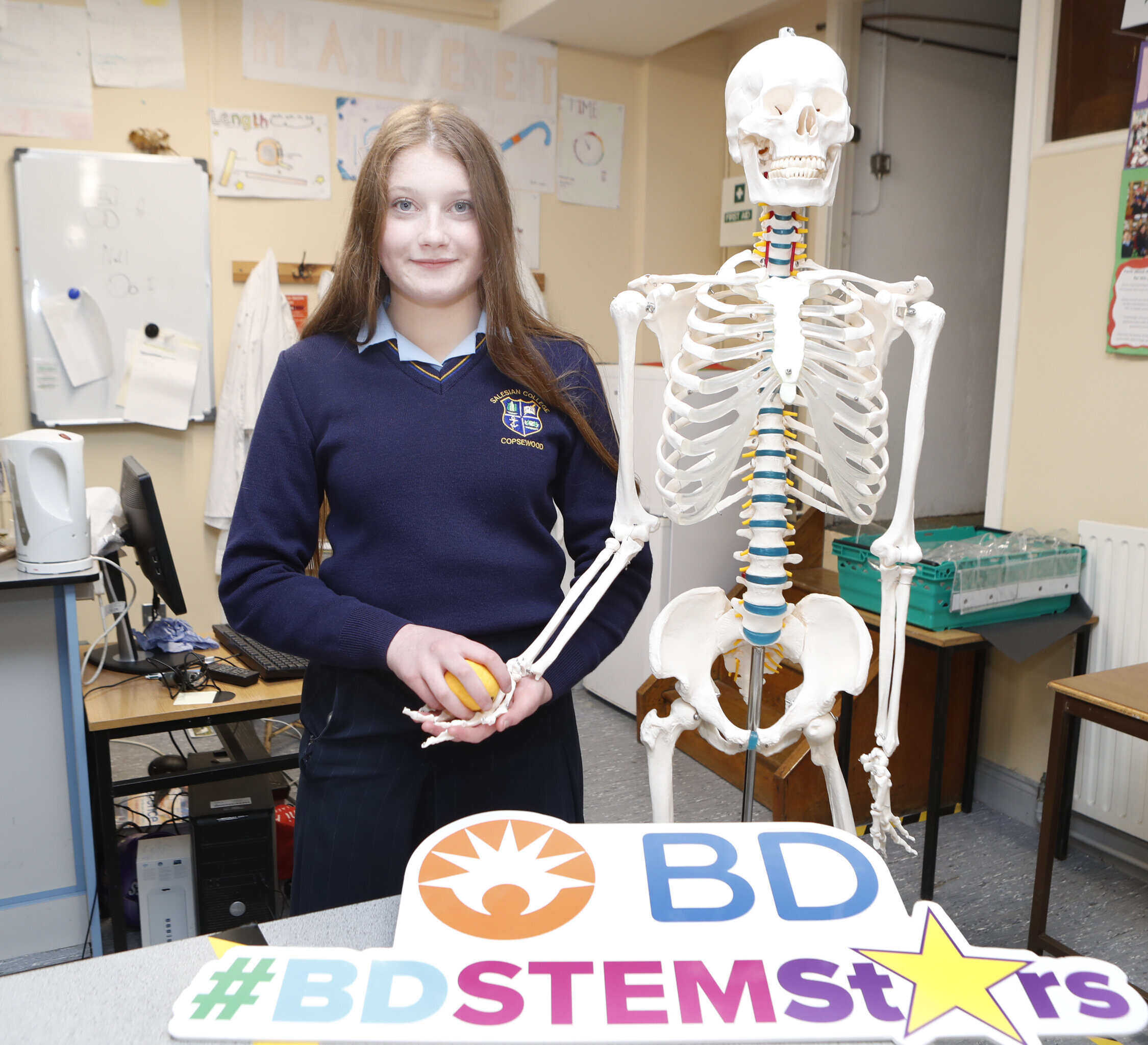 Third year student Niamh O’Connor from the Salesian Secondary College, Pallaskenry whose project Cerebral Policy - T Create is an inflatable Ball to Exercise the Hand Muscles. Picture: Liam Burke/Press 22.