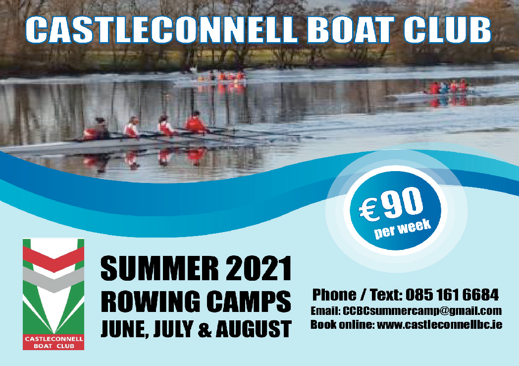 Castleconnell Boat Club will be running a summer camp in compliance with the Government Guidelines for safety which runs from June 14 to August 23