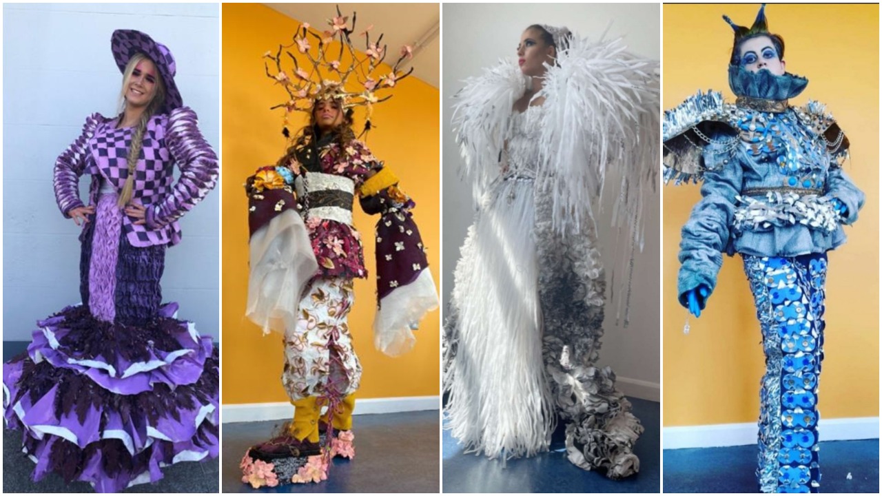 Colaiste Nano Nagle Junk Kouture 2021 entries are four outfits made by students of entirely sustainable material.