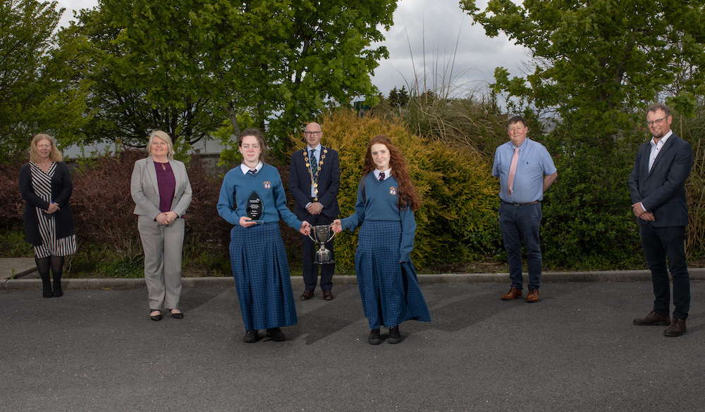 Desmond College Newcastle West - Mayor Michael Collins (c) pictured above presented the two students with their County Final Award, in the presence of Vourneen Gavin Barry, Principal, Desmond College NCW; Bernie Moloney, Local Enterprise Office Limerick; Emma O'Shea and Rebecca Enright, award winners; Donal Enright, Teacher and Garry Lowe, Student Enterprise Coordinator.