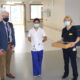 International Nurses Day 2021 - Declan McNamara, Director of Nursing, Medicine Directorate, presents breakfast treats to Anglea Cajes 4th year intern student nurse and Joan Magner Clinical Nurse Manager 1 on Ward 8C, UHL, in celebration of International Nurses Day 2021.