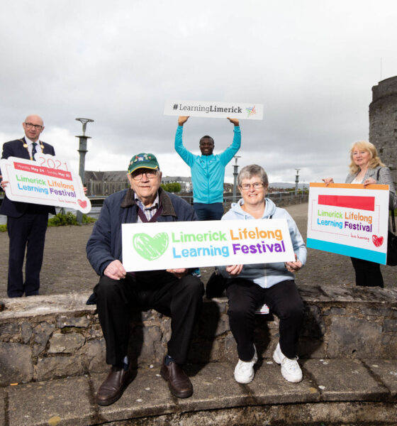 Lifelong Learning Festival 2021 - Pictured launching this year's festival were, Mayor of Limerick City and County, Cllr. Michael Collins with learning Ambassadors, Tom Kearns, Chinazo Nnaya, Breda Butterfield and Patricia Sheehan. Picture: Alan Place.