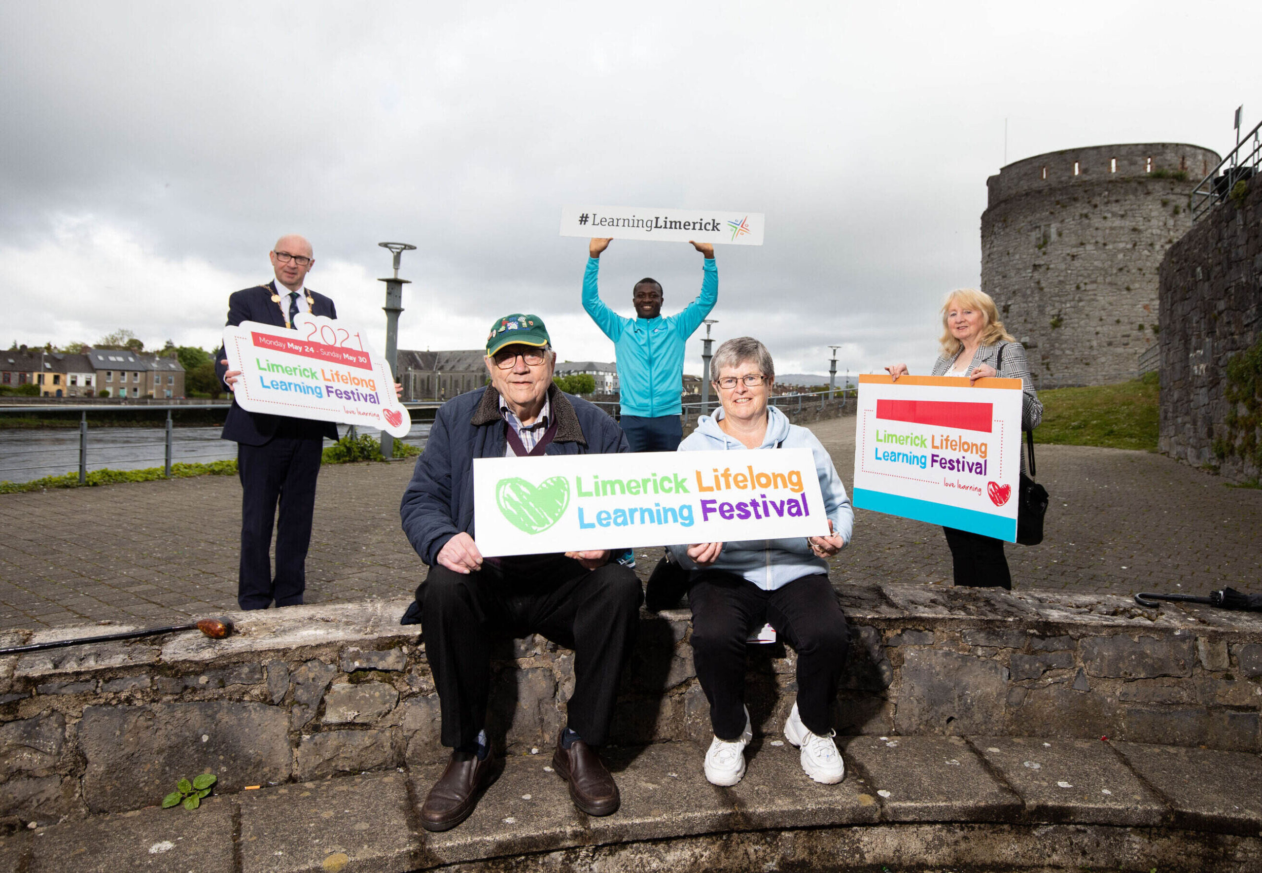 Lifelong Learning Festival 2021 - Pictured launching this year's festival were, Mayor of Limerick City and County, Cllr. Michael Collins with learning Ambassadors, Tom Kearns, Chinazo Nnaya, Breda Butterfield and Patricia Sheehan. Picture: Alan Place.