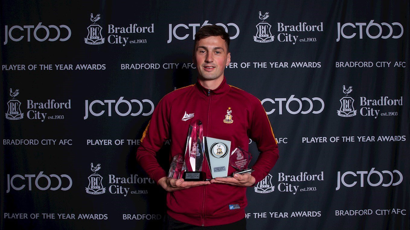 Paudie O Connor has been awarded four of the 13 awards up for grabs at the JCT600 2021 Bradford City Player of the Year Awards
