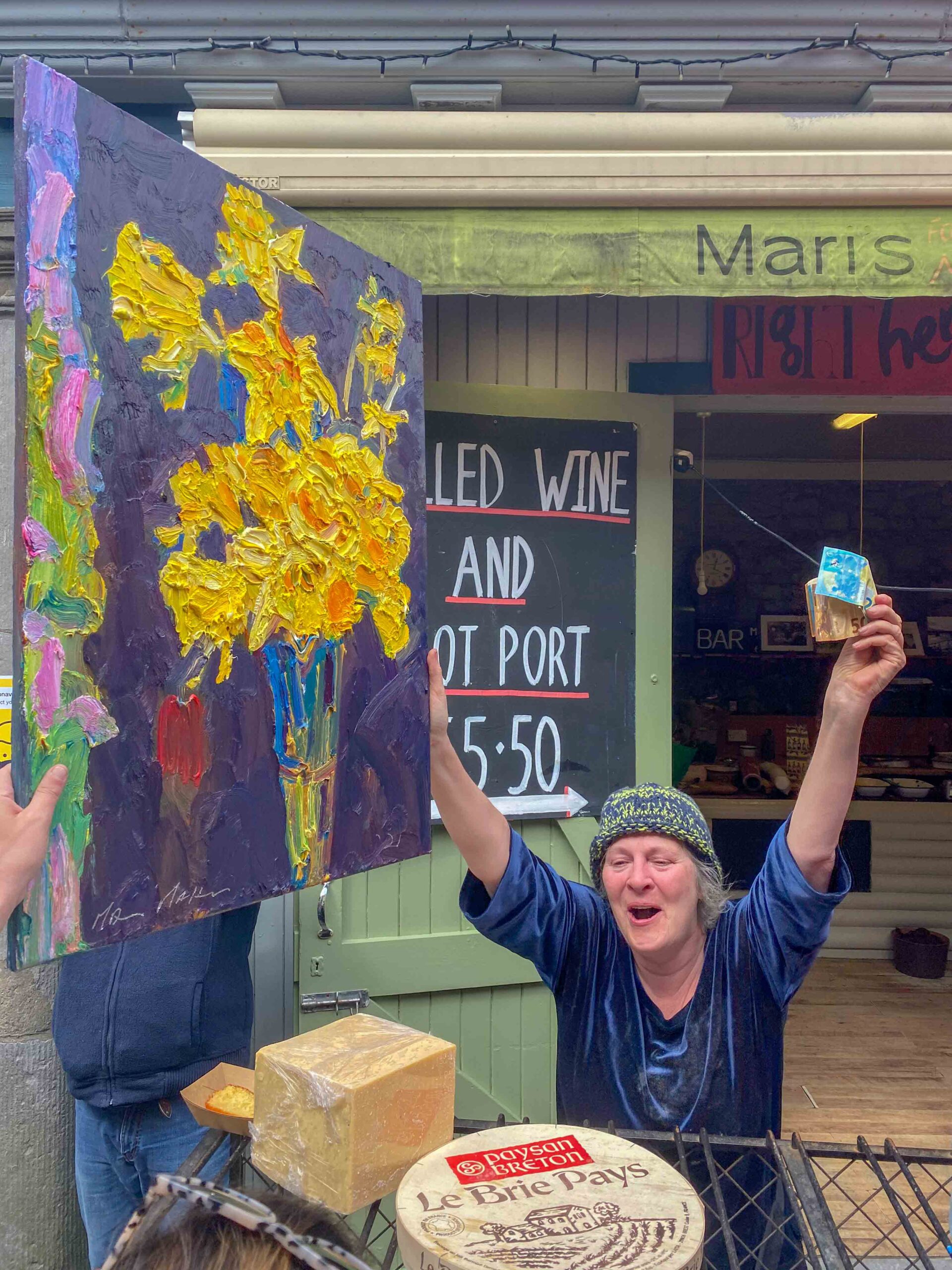 Mari pictured with one of painter Brian McMahon’s amazing pieces. Picture: Richard Lynch/ilovelimerick