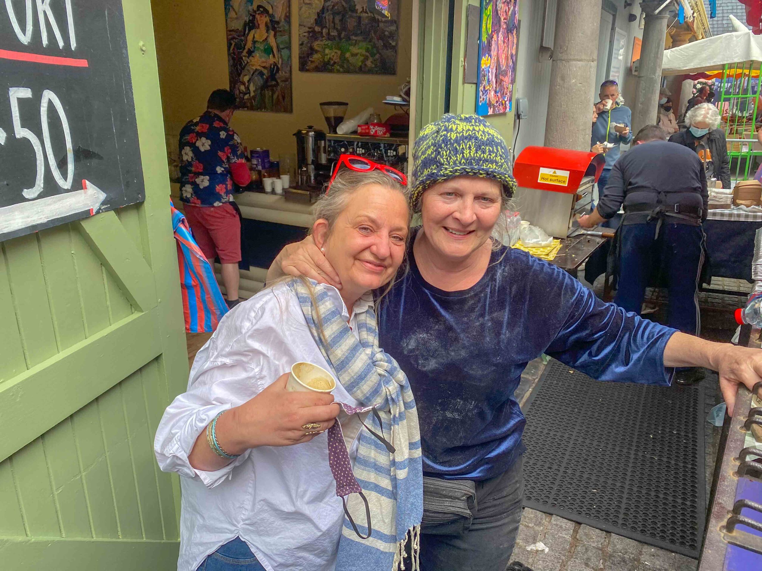 Mari pictured on her last day at the Milk Market with good friend Nadine Buttery. Picture: Richard Lynch/ilovelimerick