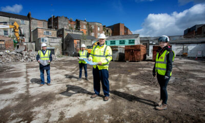 One Opera Square - Pictured L-R Kevin Mullery, Punch Consulting, Tomás Sexton, Coady Architects, David Conway, CEO Limerick Twenty Thirty and Natasha Corduff, Site Health and Safety Officer. Picture: Arthur Ellis