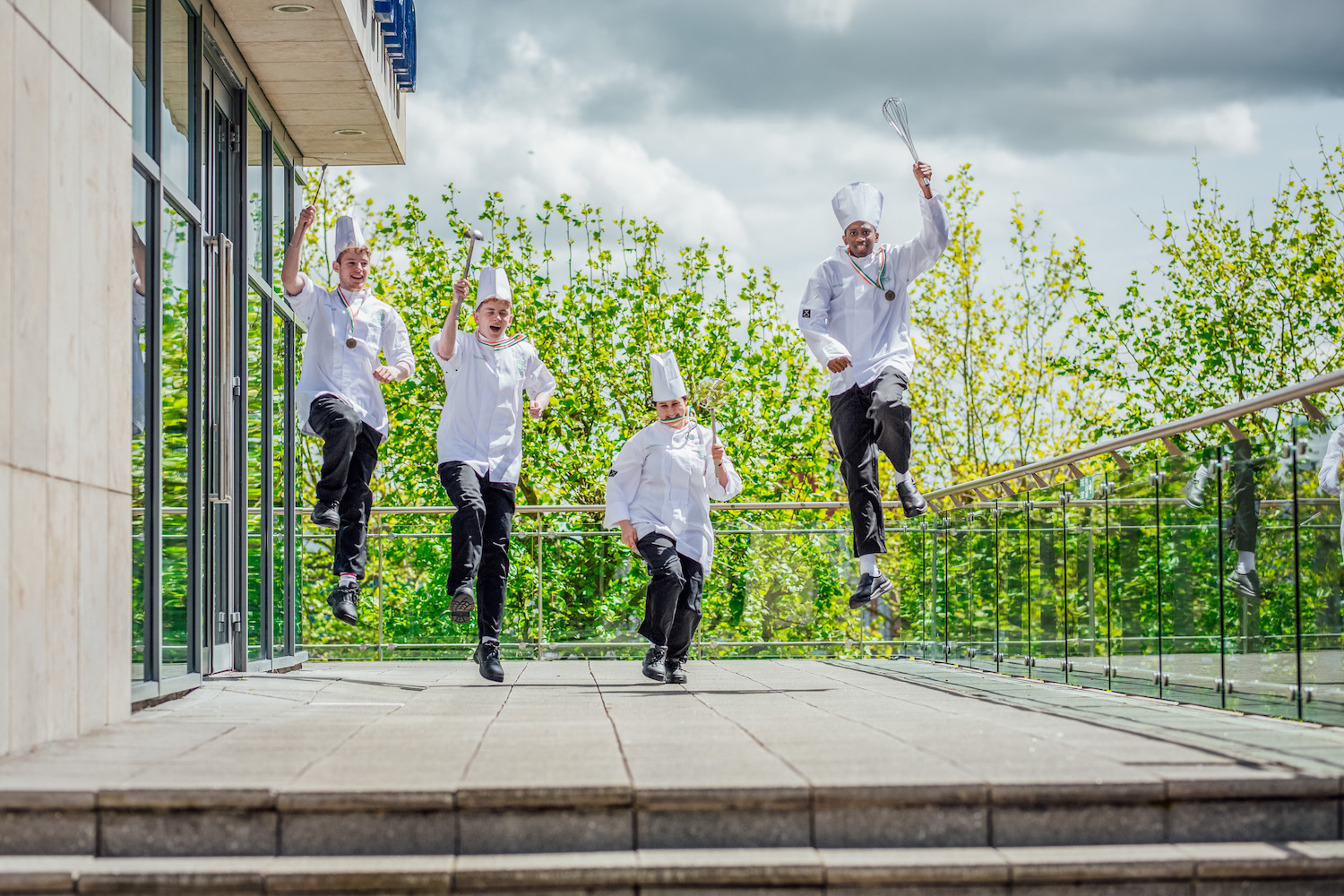 Shannon Region Junior Chef of the Year 2021 - Pictured above are Darragh O’Dálaigh of nGaelcholáiste An Chláir (3rd) , Fionn Kennedyof Gaelcholáiste Luimnigh (winner) , Emilia Sharakhovskaya of Mungret Community College (2nd) and O’keefe Olenga of Thomond Community College. Picture: Brian Arthur.