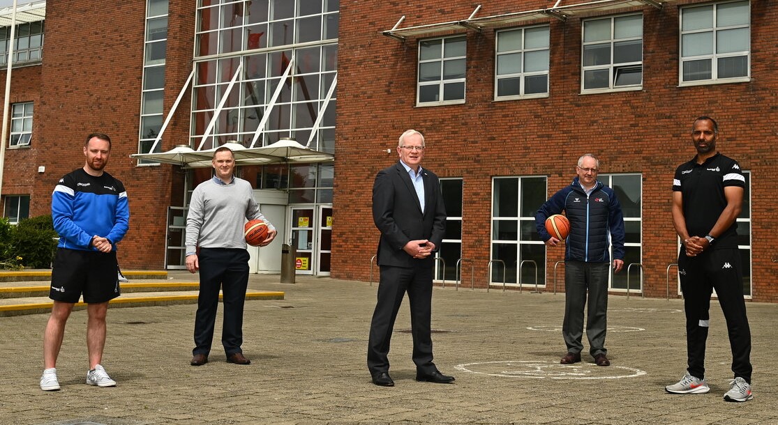 Basketball Ireland Centre of Excellence - Niall Berry, Basketball Ireland and LIT Mid-West Development Office, Adrian Flaherty, Sports Recreation & Facilities Office, Professor Vincent Cunnane, President of LIT, Jimmy Browne, LIT Vice President Corporate Services & Capital Development and Matt Hall, Centre of Excellence Manager Basketball Ireland. Picture: Eóin Noonan/Sportsfile