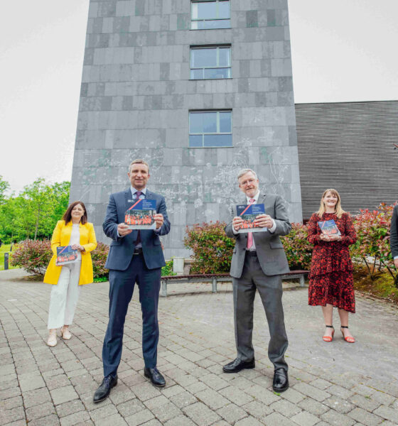Framework for Doctoral Education launch - Pictured are Prof. James Deegan, retired Head of Graduate School, Professor Niamh Hourigan, VP of Academic Affairs, Minister Niall Collins TD, Minister of State at the Department of Further and Higher Education, Research, Innovation and Science, Professor Eugene Wall, President of MIVC, Dr Julianne Stack, Director of Graduate School, MIC and Prof Michael Healy - VP Research. Pic. Brian Arthur.