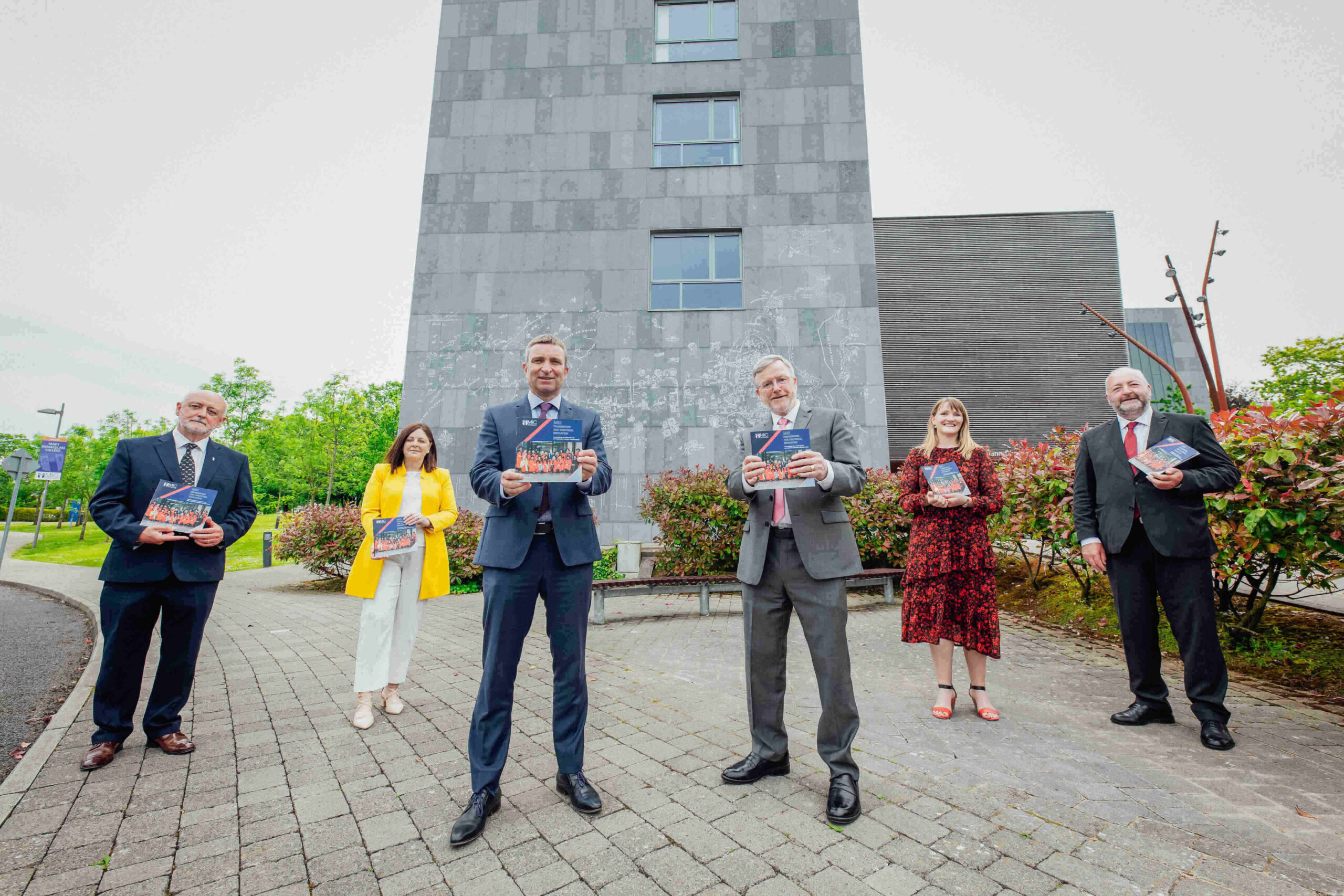 Framework for Doctoral Education launch - Pictured are Prof. James Deegan, retired Head of Graduate School, Professor Niamh Hourigan, VP of Academic Affairs, Minister Niall Collins TD, Minister of State at the Department of Further and Higher Education, Research, Innovation and Science, Professor Eugene Wall, President of MIVC, Dr Julianne Stack, Director of Graduate School, MIC and Prof Michael Healy - VP Research. Pic. Brian Arthur.