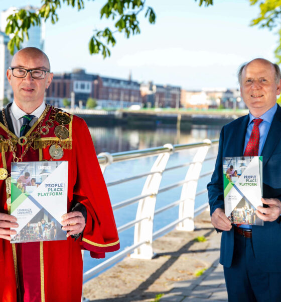 Limerick Libraries development plan - Pictured with Mayor Michael Collins is Damien Brady, Limerick City and County Librarian. Picture: Arthur Ellis.