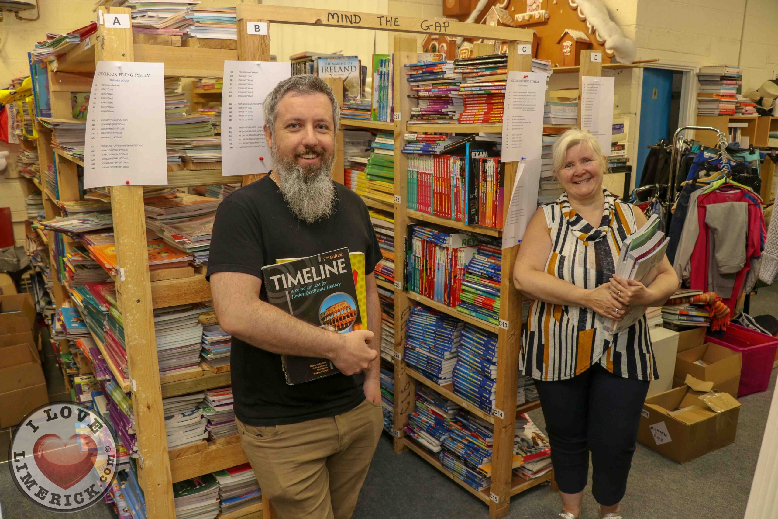 South Africa Schoolbook Donation Drive - Pictured at Gateway to Education Limerick are Paul Goodwin, Assistant Manager and Suzanne Roche, Founder. Picture: Richard Lynch/ilovelimerick