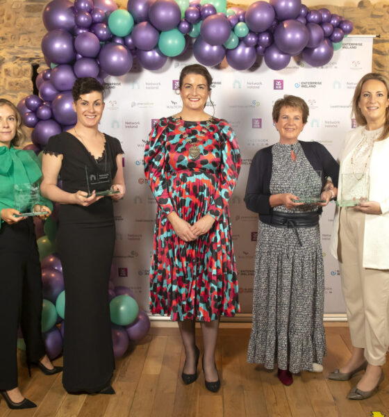 Businesswoman of the Year 2021 Businesswoman of the Year 2021 - Pictured at Network Ireland’s Annual Conference and Businesswoman of the Year Awards at Waterford’s Theatre Royal are (l-r) winner of the Enterprise Ireland Emerging New Business Category Erica Hargaden, winner of the Local Enterprise Office Waterford Creative Professional Category Emma-Jane Leeson, National President of Network Ireland Aisling O’Neill, winner of the AIB Established Business category Ber Collins and winner of the Cantec Group Employee Rising Star category Aisling Finn. Picture: Patrick Browne