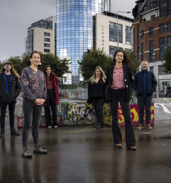 ENGINE Docs winners ENGINE Docs winners - Film makers Pete Moles, James Skerritt, Muireann de Barra, Marian Morrissey, Melissa Collins, Renata Lima, Paul C. Ryan (Regional Film Manager at Film in Limerick) and Andrew Keogh pictured in Limerick City. Picture: Don Moloney