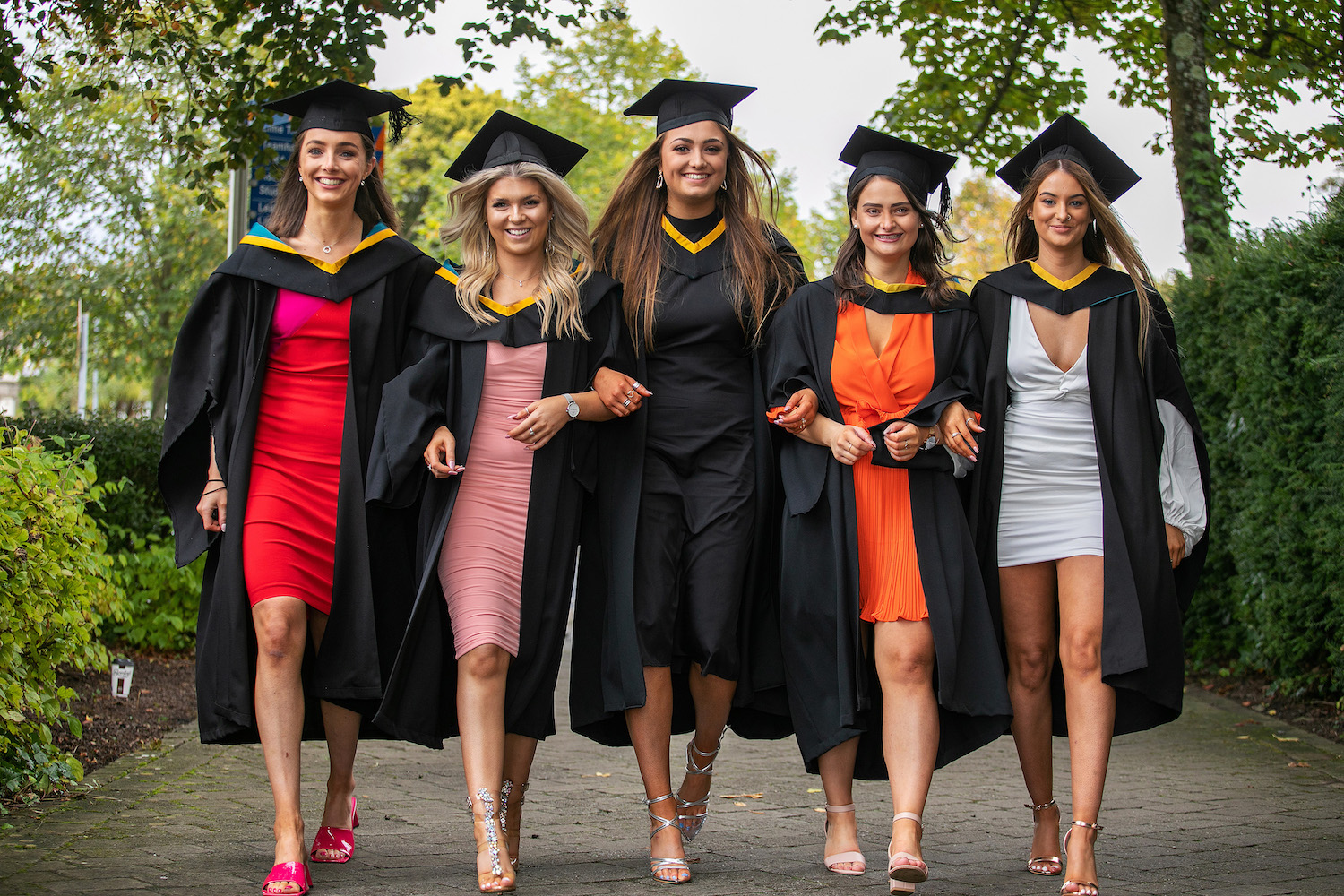 MIC Conferring Ceremonies 2021 - Pictured at the recent Mary Immaculate College conferring ceremonies were Cliodhna O’Connor, Dingle Co Kerry, Danielle Devery, Galway, Tara Gleeson, Tulla Co Clare, Emer Walsh, Ballylongford Co Kerry and Megan Corry, Askeaton Co Limerick. Picture: Arthur Ellis.