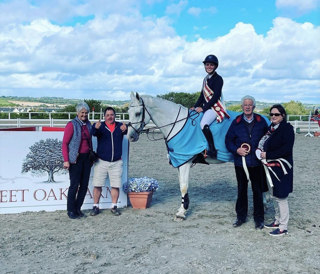 Robyn Moran and the horse European Cruise after winning the Sweet Oak Farm 1.20 final and overall league winner