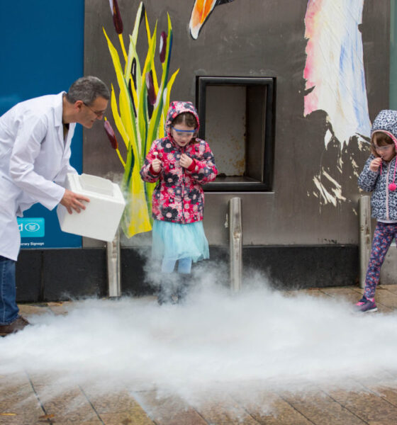 Science Week 2021 - Pictured above is Dr Peter Davern, Department of Chemical Sciences at UL with Mary and Amy Kennedy, Clareview, creating clouds with liquid nitrogen at a previous Science Week workshop. Picture: Alan Place