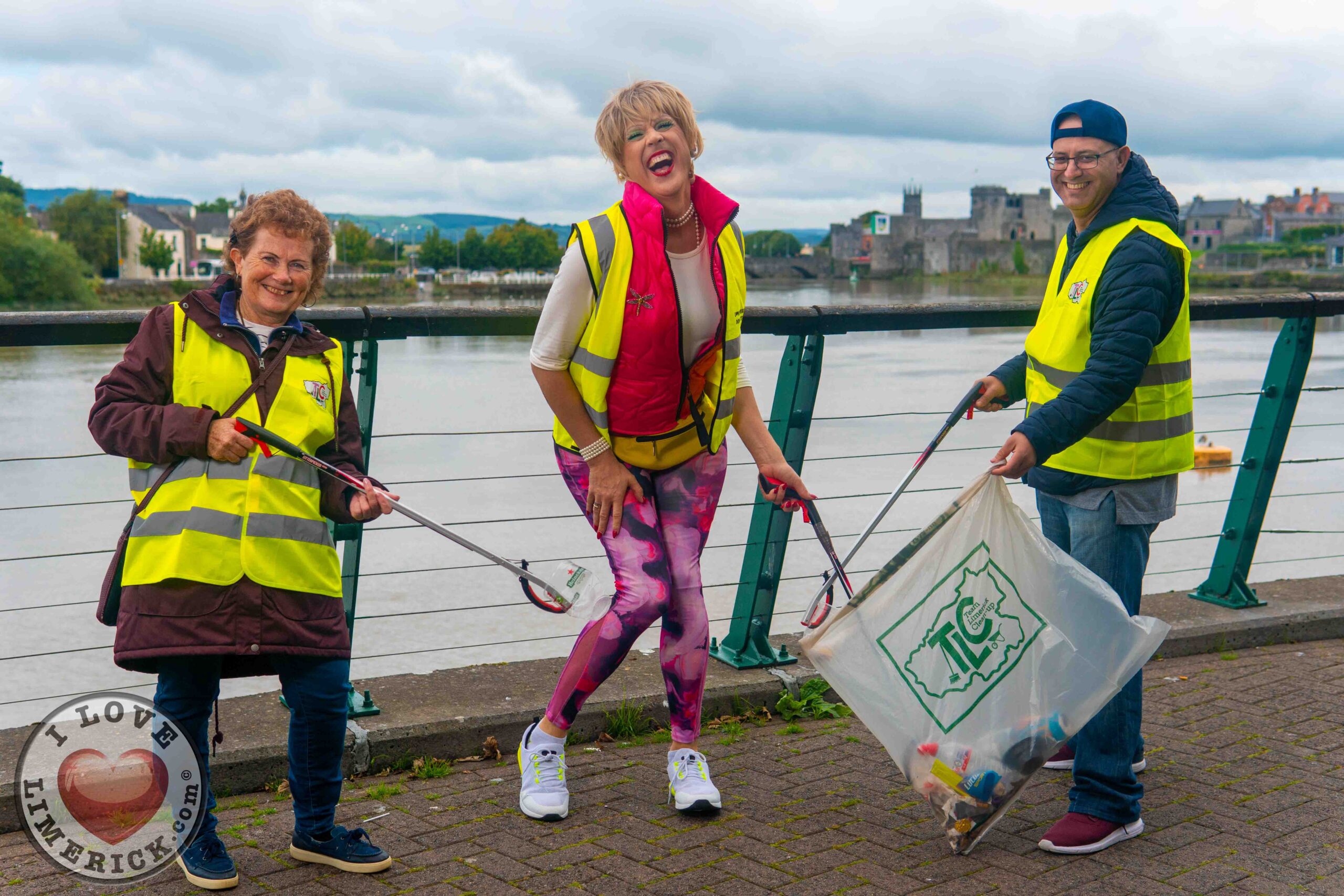 Shannon Banks Shannon (centre) with Tidy Towns volunteers Pauline and Mohammad played by actress Brenda Aspel and real life Limerick Tidy Towns hero Mohamed Ferhat. Picture: Farhan Saaed/ilovelimerick