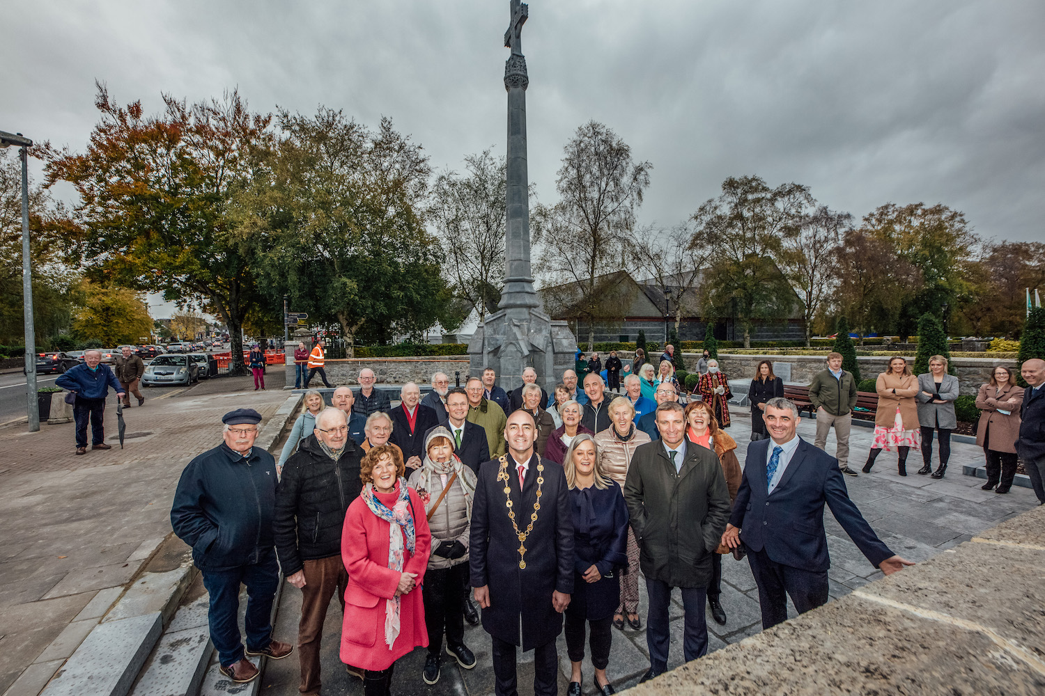 Adare Fountain Restored - pictured at the unveiling of The historic Countess Dunraven Fountain in the heart of the picturesque village of Adare in County Limerick as it has been restored to its original grandeur. The freestanding carved limestone monumental fountain which is located between the Holy Trinity Church and the Adare Heritage Centre was erected in 1855 by Caroline Countess of Dunraven to thank the people of Adare who helped extinguish a fire in the nearby Adare Manor, 11 years previous. Picture: Brian Arthur