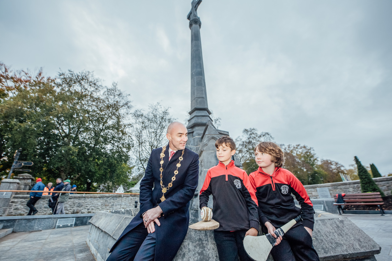 Adare Fountain Restored Mayor Daniel Butler with Irala Kelleher age 9 and Johnny Guiney age 9 of Adare. Picture: Brian Arthur