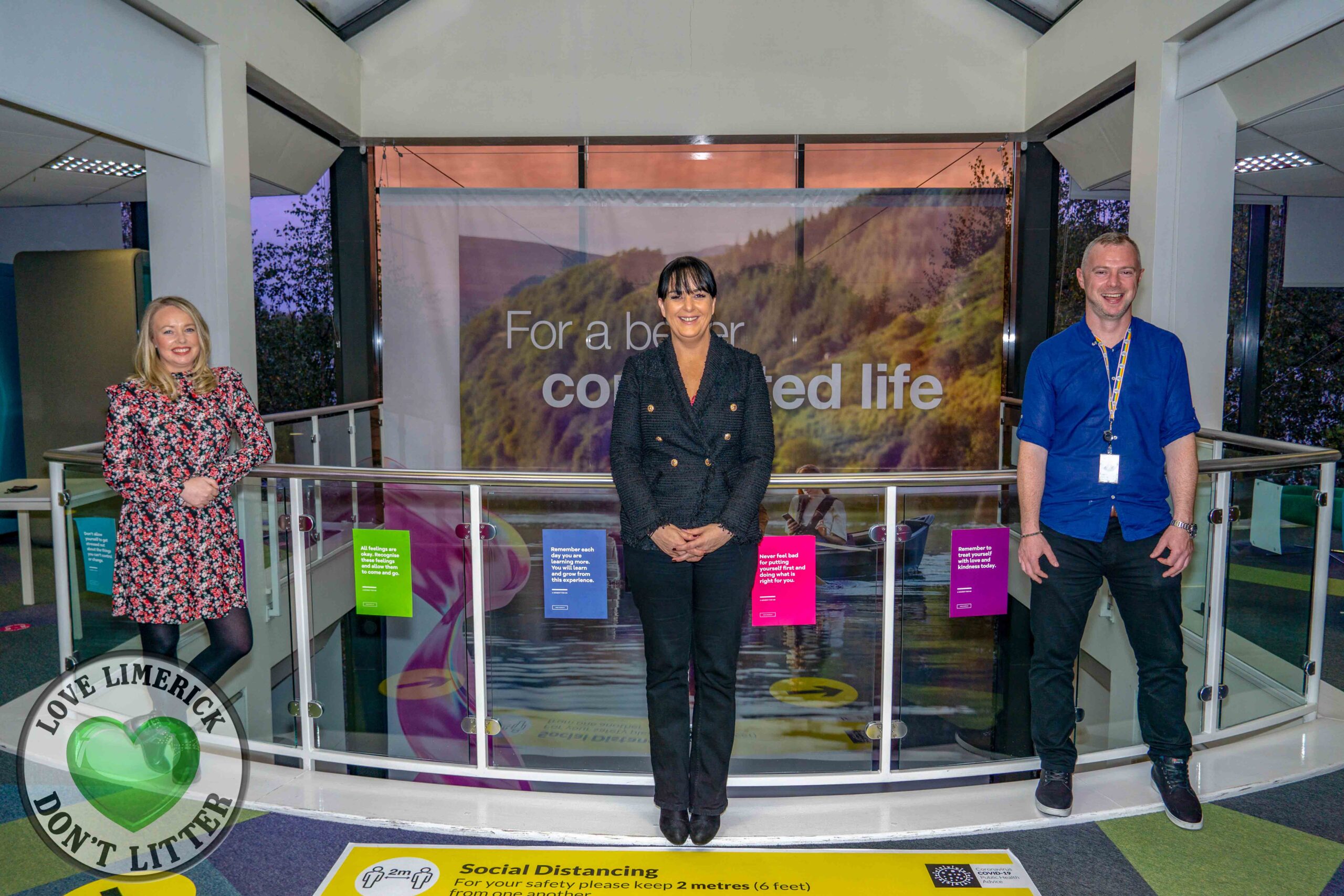 Career Longevity with Three Ireland Carol (centre) pictured with members of the Three Ireland team Mairéad Lee, Consumer Team Lead and Gary Kelly, Managed Service Executive. Picture: Krzysztof Luszczki/ilovelimerick