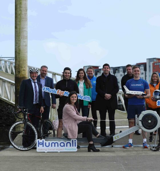 Humanli Challenges Limerick’s Business Community - Pictured at the launch of #tothemoon are…Back L-R John Battles, John Battles & Company Solicitors, Maurice Lenihan, Chris Kelly, Tracworx, Meghann Scully, Phil Deegan, Cliona’s Foundation, Derek Walsh, Sellors, John Cleary, Eventmaster, Peter Hunt, Action Point, Elaine Fitzpatrick Leahy, Limerick Suicide Watch, Brendan Ring, Cliona’s Foundation, Karl Daly, Humanli, with Roisin Upton on the Rowing machine. Picture: Kieran Ryan-Benson