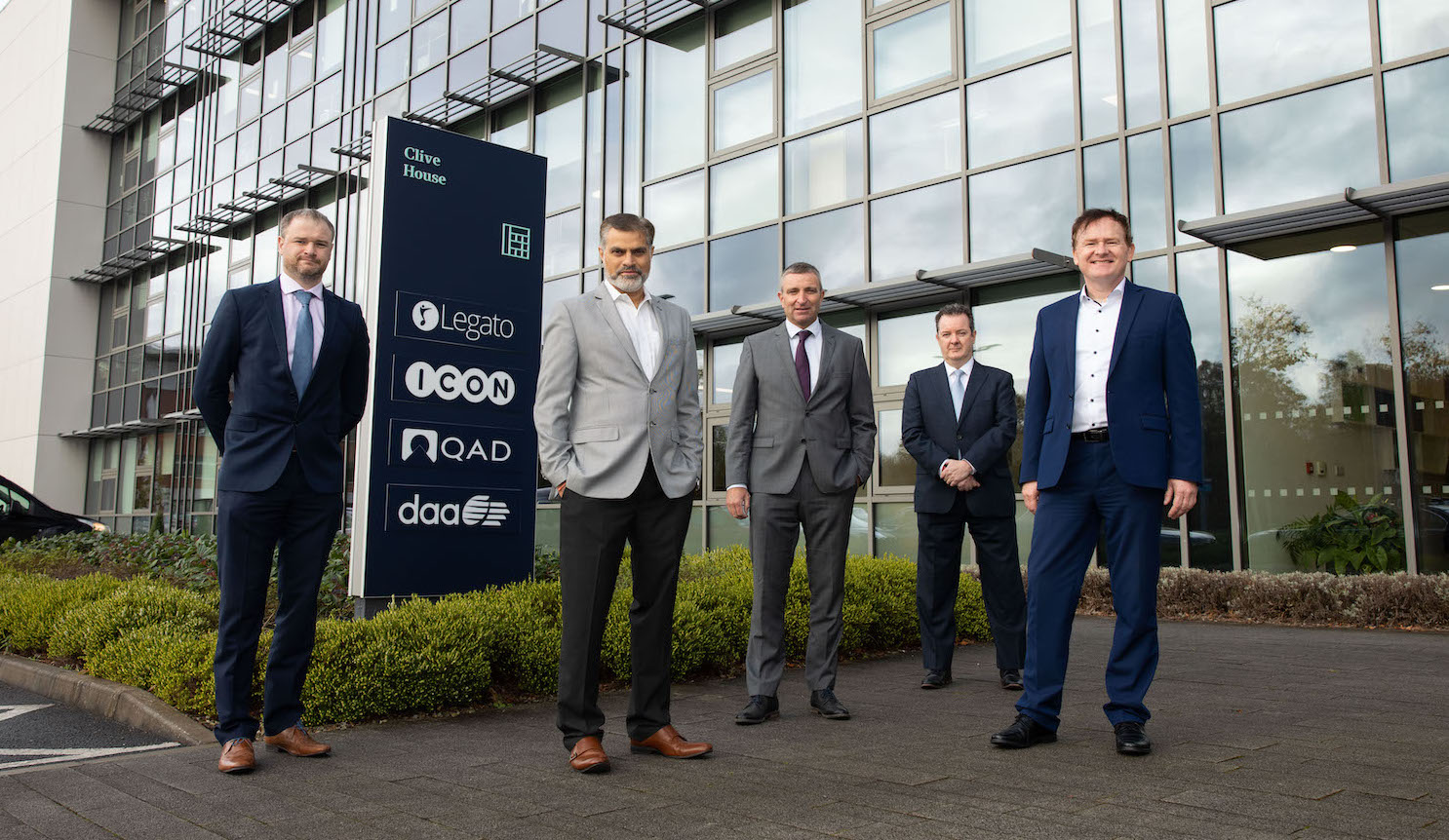 Legato Limerick - Pictured at the new R&D Hub are from left: Will Corcoran, IDA Regional Business Development Manager, Mid West, Rajat Puri, President, Legato Health Technologies, Minister of State with responsibility for Skills and Further Education, Niall Collins TD, Kieran Donoghue. Global Head of Strategy, Public Policy and International Financial Services IDA and John Shaw, Country Head, Legato Health Technologies Ireland. Picture: Sean Curtin True Media.