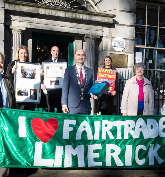 Limerick City Fairtrade objects Limerick City Fairtrade objects - Earl of Limerick, Edmund Pery, Issy Duncan, David O’Brien, Limerick Civic Trust, Mayor of Limerick City and County Council, Daniel Butler, Meadhbh Nolan, Peoples Museum Limerick, Sr Dela O'Connor, Fairtrade Limerick and Dolores O'Meara, Chair of Fairtrade Limerick at No2 Pery Square, Peoples Museum. Picture: Keith Wiseman