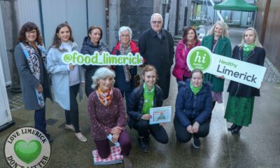 Limerick Food Partnership - Pictured at the Limerick Milk Market were Maeve Cosgrave, Limerick and Clare Education and Training Board/Healthy Food Made Easy Tutor, HFME learners Louise Canty, Caz Canty and Karol Ann Canty, Fr Seamus Enright, Co Chair of LFP and Redemptorists, Eileen Hoffler, Redemptorists, Olivia O'Brien, LFP Coordinator, Roisin Ross, Healthy Limerick (back row) with Christine Gurnett, Senior Community Dietitian HSE, Rachael McCarthy, MSC student in Nutrition and Dietetics UL, Clare Davison, MSC student in Nutrition and Dietetics UL (front row). Picture: Richard Lynch/ilovelimerick