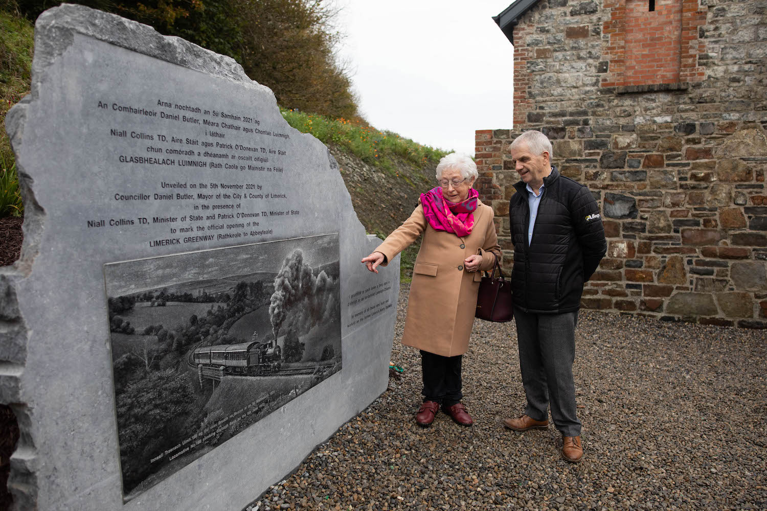 Limerick Greenway Since Opening Pictured at the launch are from left: Mary Hartigan who lived in the Station House at Barnagh in the 1940’s and 50’s and Sean Harnett who lived there as a young boy in the 1950’s and was the last family to live there. Picture: Sean Curtin/True Media