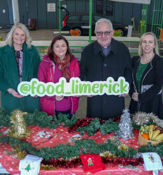 Redemptorist Christmas Hamper Appeal 2021 - Pictured at the Limerick Milk Market are Olivia O'Brien, LFP Coordinator, Fr Seamus Enright, Co Chair of LFP and Redemptorists, Eileen Hoffler, Redemptorists and Roisin Ross, Healthy Limerick. Picture: Richard Lynch/ilovelimerick