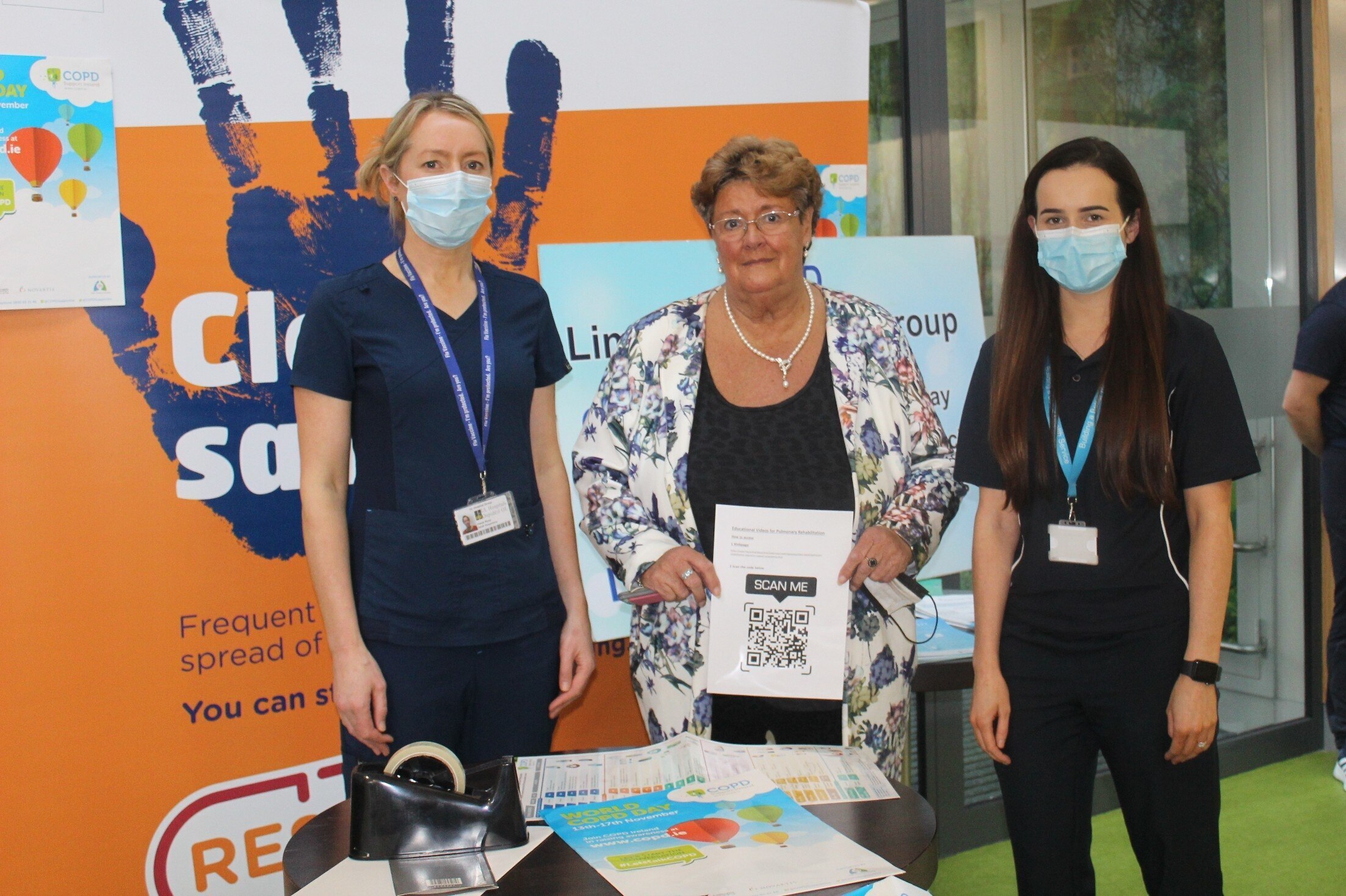 World COPD Day 2021 - Marking World COPD Day at UHL this week were Paula Ryan, Advanced Nurse Practitioner, Respiratory, UHL; Carmel McCarthy, Limerick COPD Support Group, and Maire Curran, Senior Respiratory Physiotherapist, HSE MidWest Community Healthcare